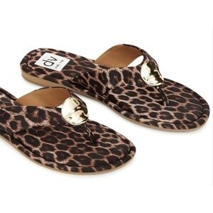 New Dolce Vita Animal Print Sandals with Gold Detail